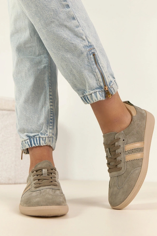 Khaki Skórzane Sneakersy Filippo