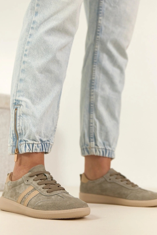 Khaki Skórzane Sneakersy Filippo