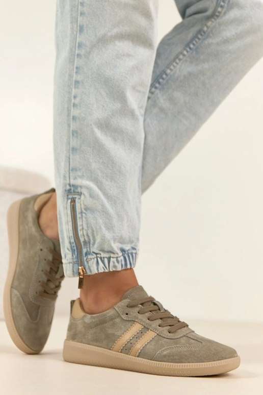 Khaki Skórzane Sneakersy Filippo