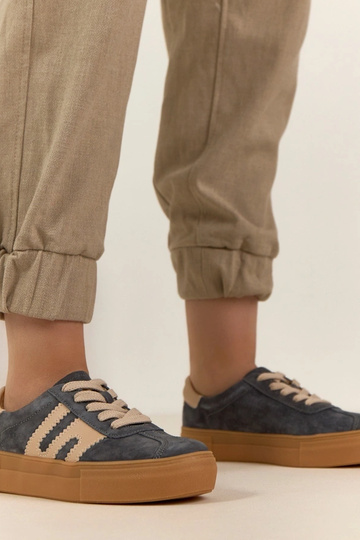 Szare Skórzane Sneakersy Na Platformie Filippo