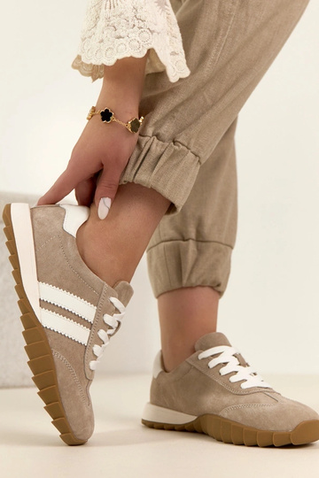 Beżowe Skórzane Sneakersy... 2