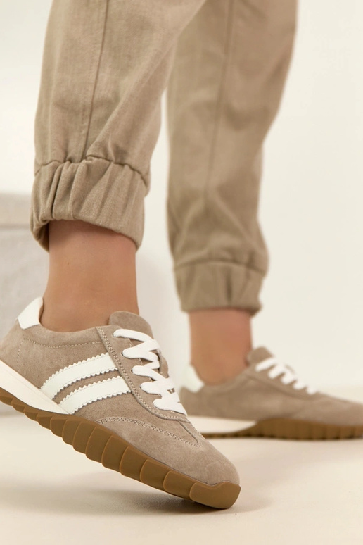 Beżowe Skórzane Sneakersy Filippo