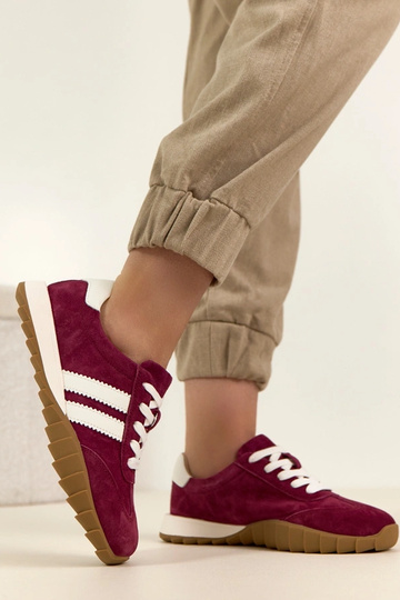 Bordowe Skórzane Sneakersy... 2