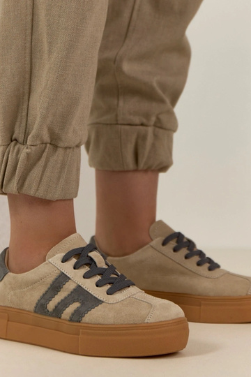 Beżowe Skórzane Sneakersy Na Platformie Filippo 2