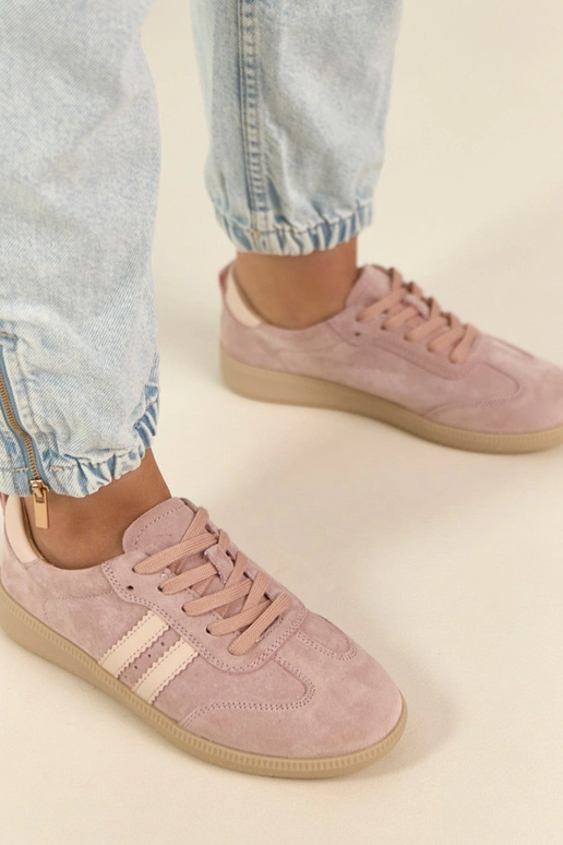 Różowe Skórzane Sneakersy Filippo