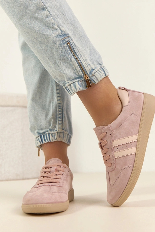 Różowe Skórzane Sneakersy Filippo