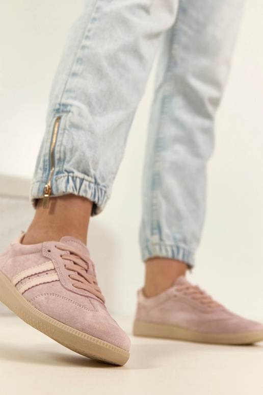 Różowe Skórzane Sneakersy Filippo