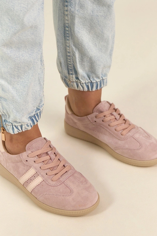 Różowe Skórzane Sneakersy Filippo