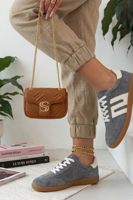 Szare Skórzane Sneakersy Filippo