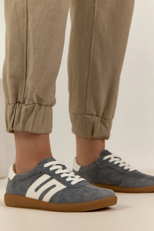 Szare Skórzane Sneakersy Filippo