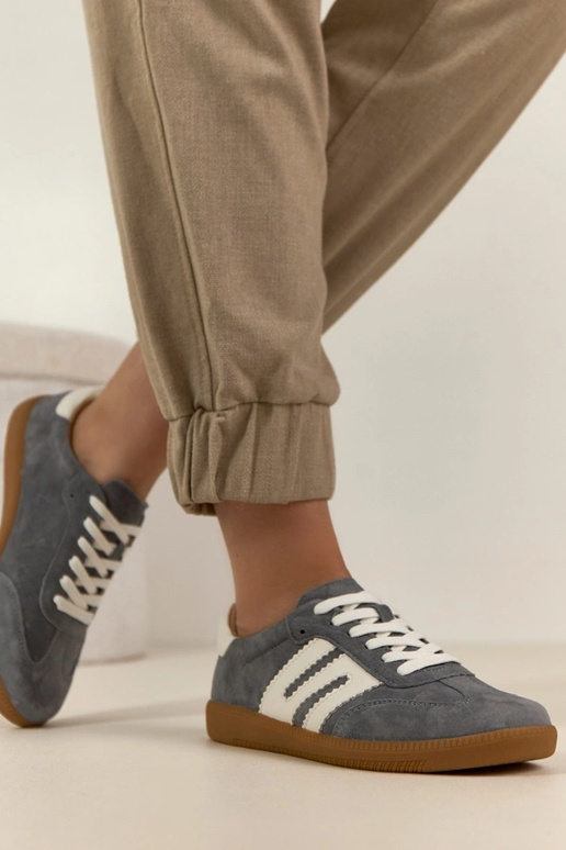 Szare Skórzane Sneakersy Filippo