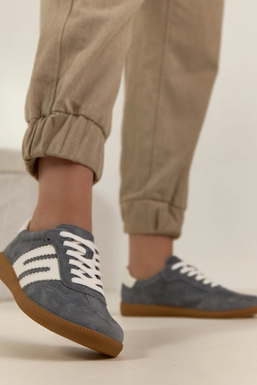 Szare Skórzane Sneakersy Filippo