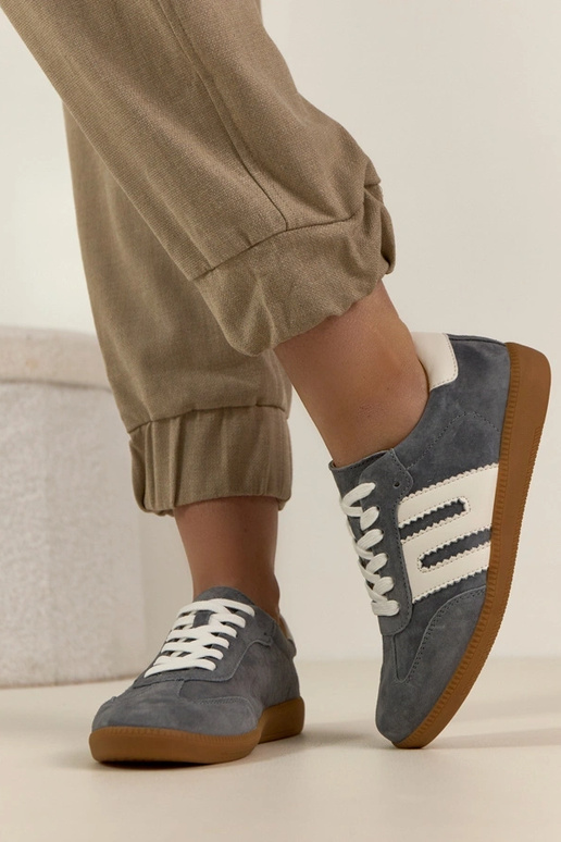 Szare Skórzane Sneakersy Filippo