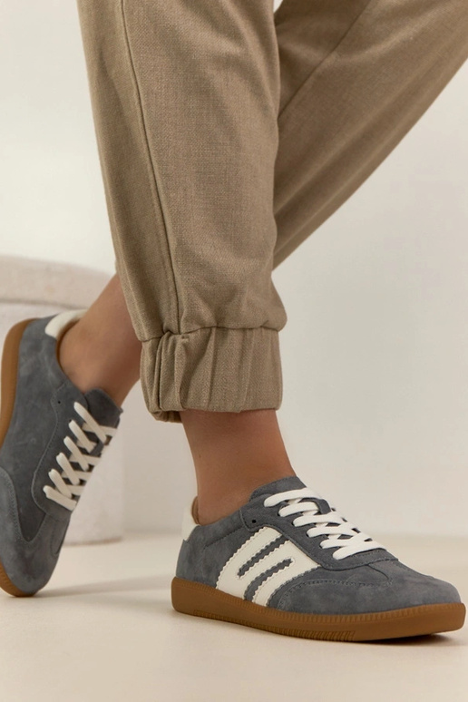 Szare Skórzane Sneakersy Filippo