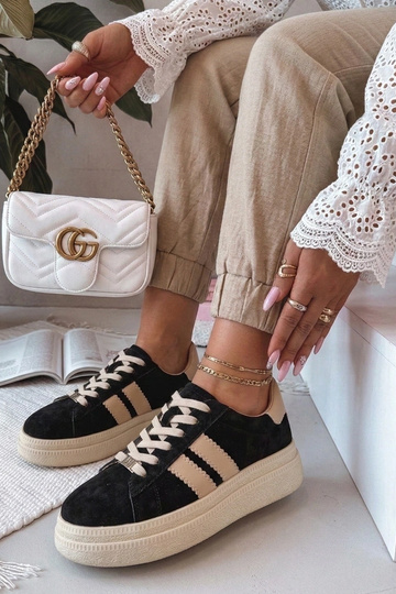 Czarne Skórzane Sneakersy Na Platformie Filippo