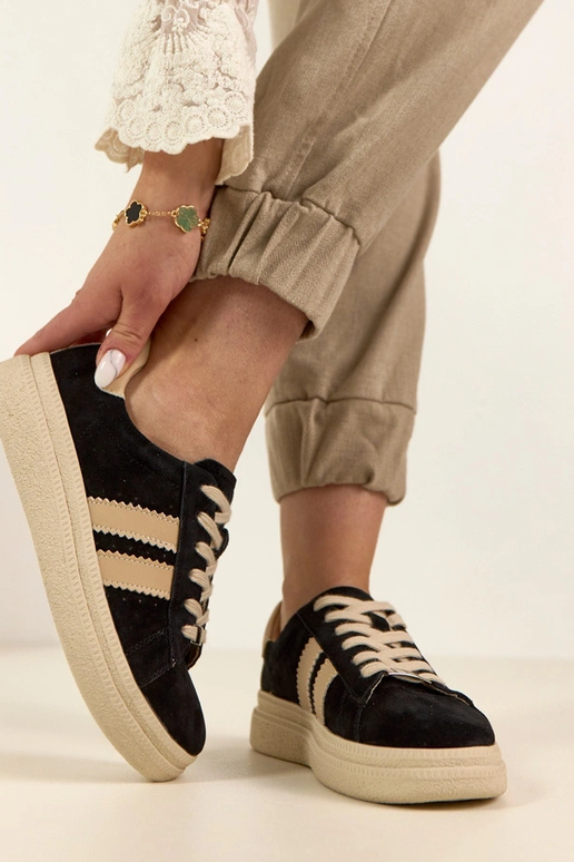 Czarne Skórzane Sneakersy Na...