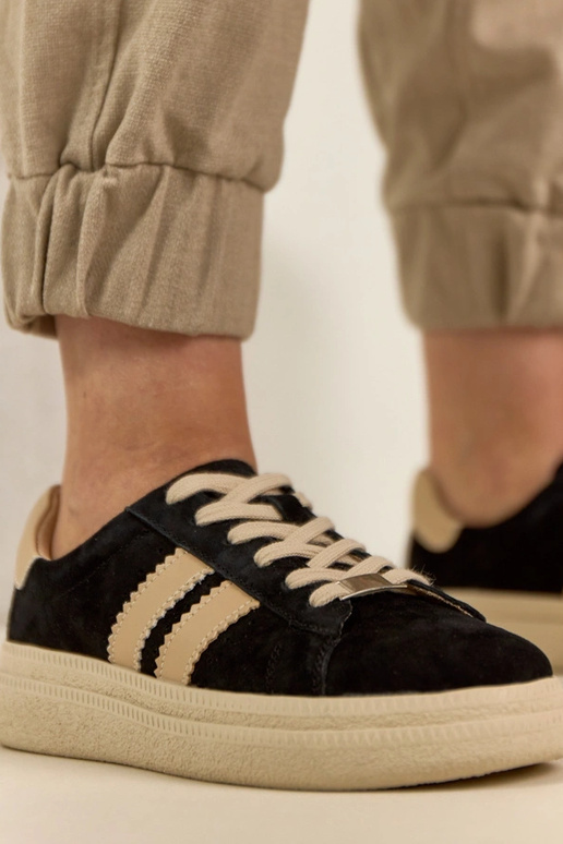 Czarne Skórzane Sneakersy Na...