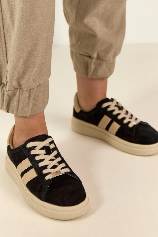 Czarne Skórzane Sneakersy Na...