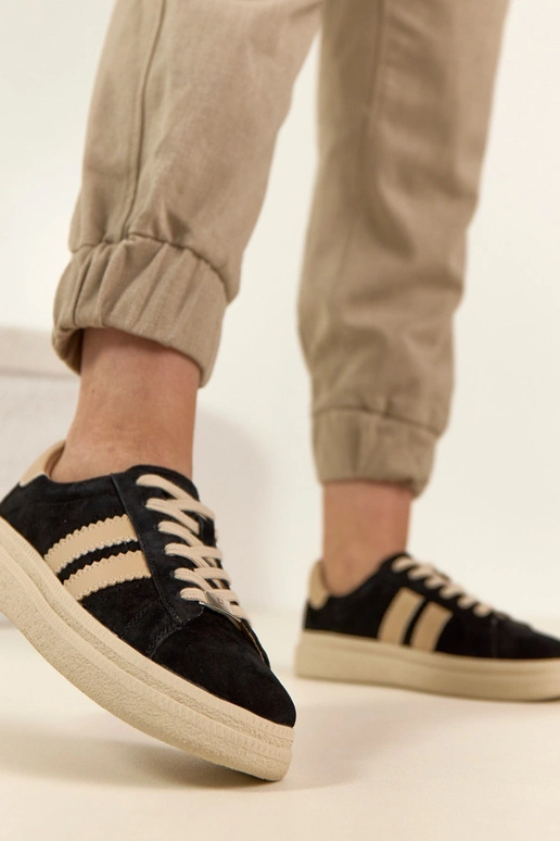 Czarne Skórzane Sneakersy Na...