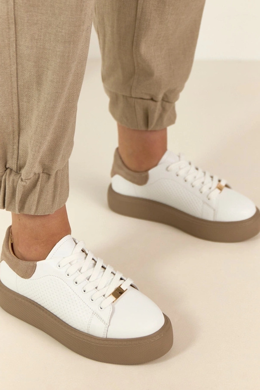 Białe Skórzane Sneakersy Na...