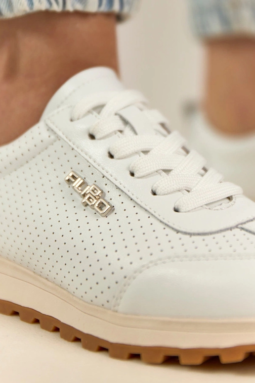 Białe Skórzane Perforowane Sneakersy...