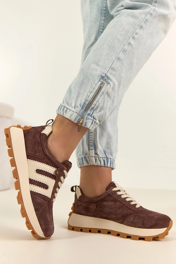 Czekoladowe Skórzane Sneakersy Na Platformie Filippo 2