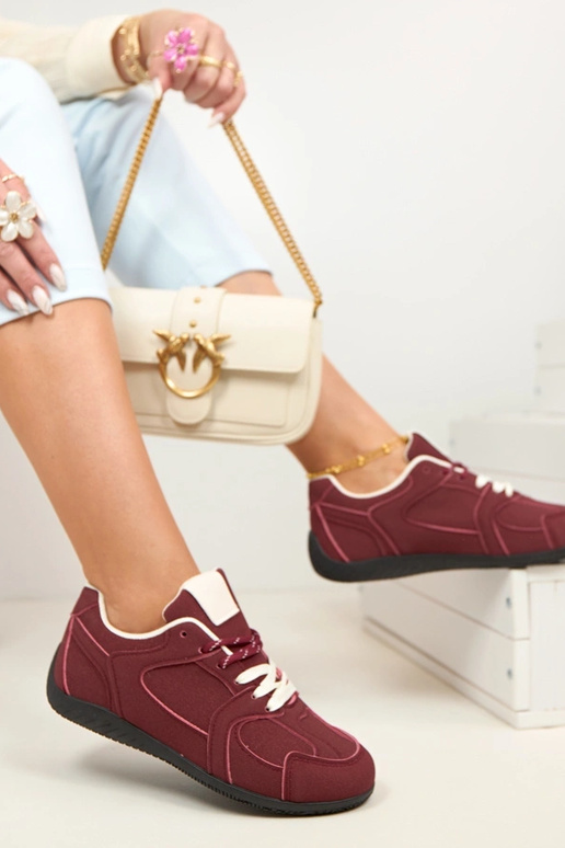 Bordowe Sneakersy Trampki Damskie...