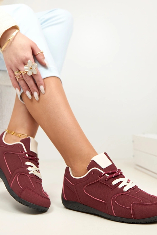 Bordowe Sneakersy Trampki Damskie...
