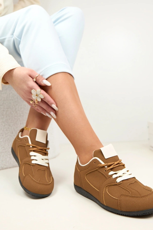 Brązowe Sneakersy Trampki Damskie...