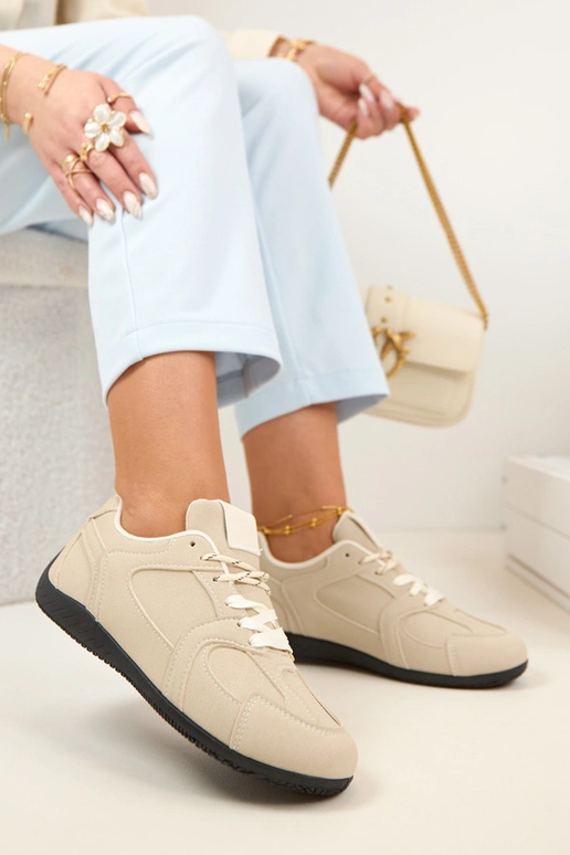 Beżowe Sneakersy Trampki Damskie...