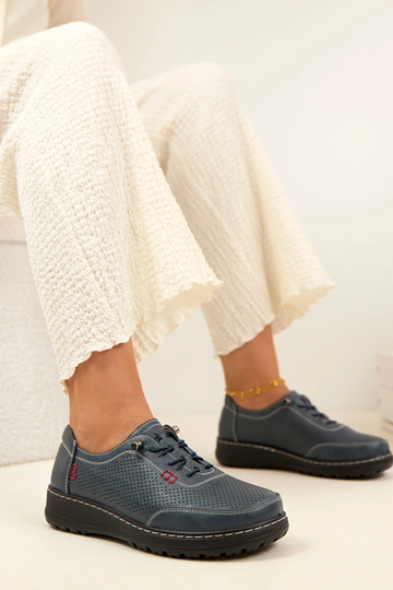 Granatowe Ażurowe Wsuwane... 2