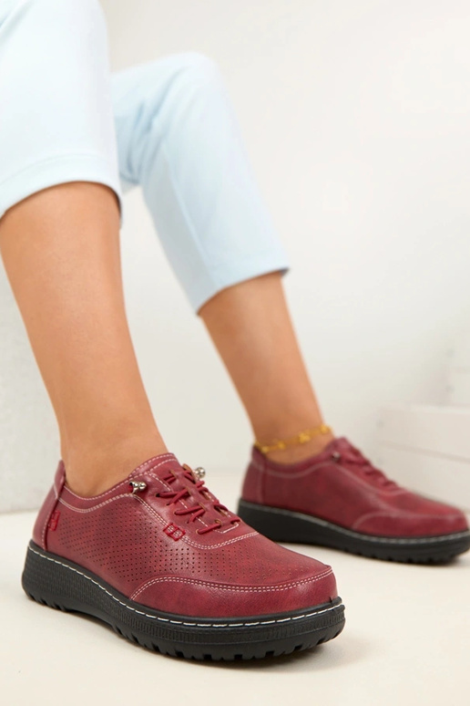 Czerwone Ażurowe Wsuwane Półbuty Solenne