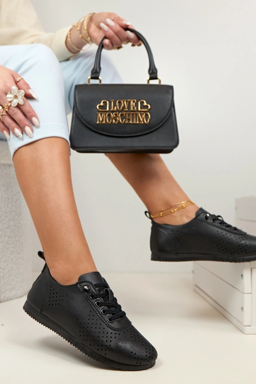 Czarne Sneakersy Trampki Ażurowe Elowen