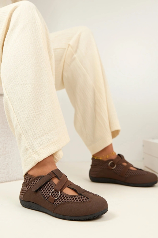 Brązowe Baleriny W Sportowym Stylu...