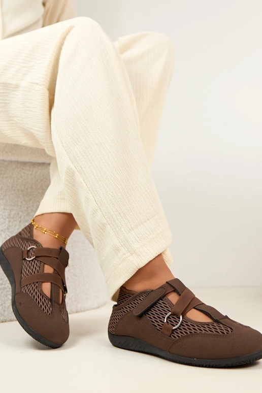 Brązowe Baleriny W Sportowym Stylu...