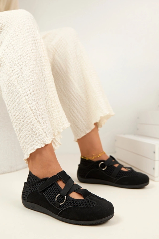 Czarne Baleriny W Sportowym Stylu Vesper