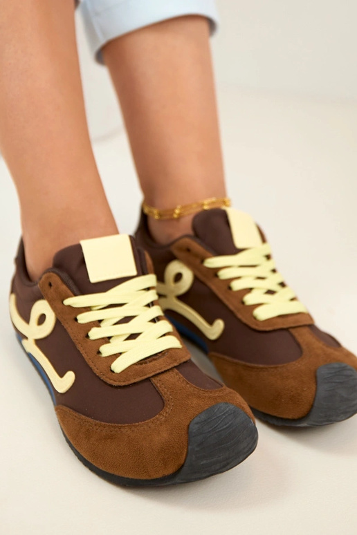 Brązowe Sneakersy Trampki Damskie...