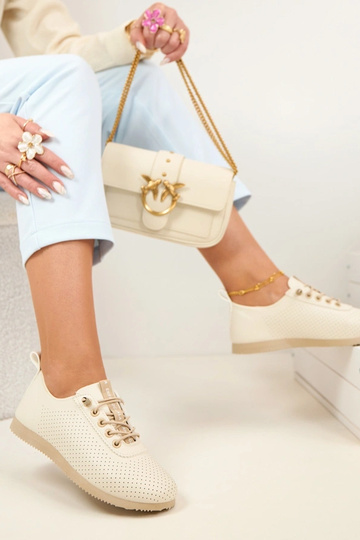 Beżowe Ażurowe Lekkie...