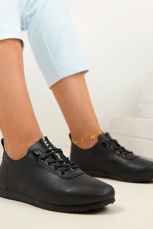 Czarne Ażurowe Lekkie Tenisówki Zinnia