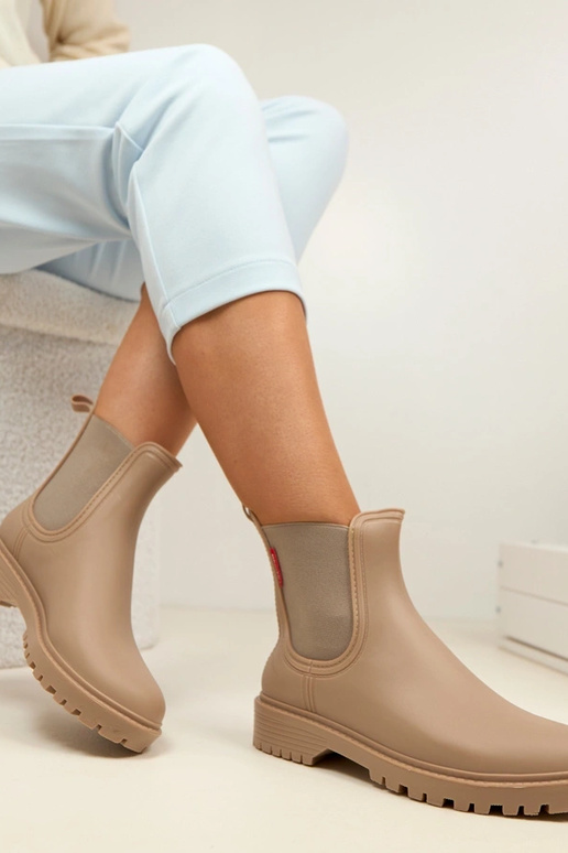 Ciemnobeżowe Kalosze Za Kostkę Alba