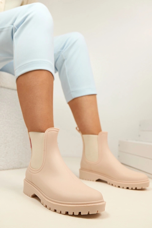 Beżowe Kalosze Za Kostkę Alba