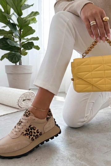 Beżowe Skórzane Sneakersy...