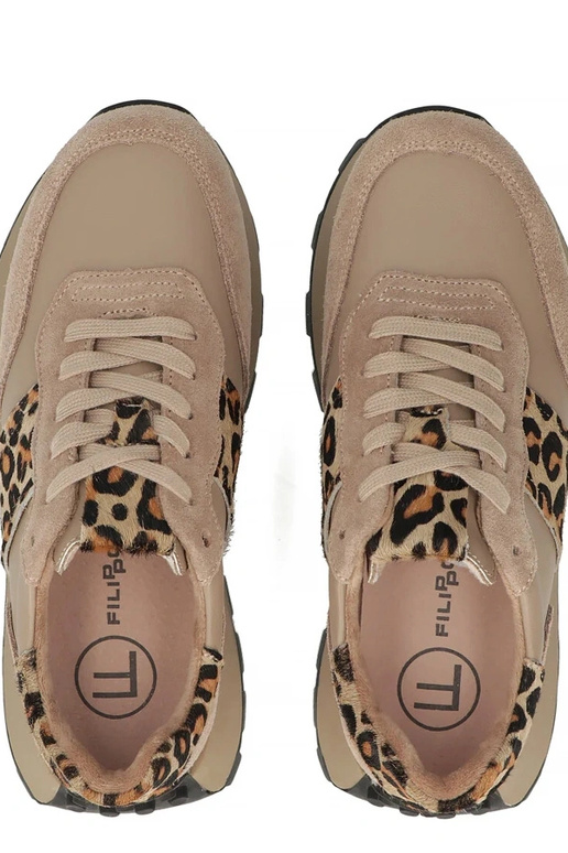 Beżowe Skórzane Sneakersy Na...