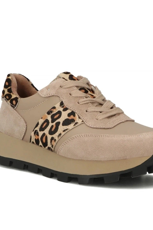 Beżowe Skórzane Sneakersy Na...