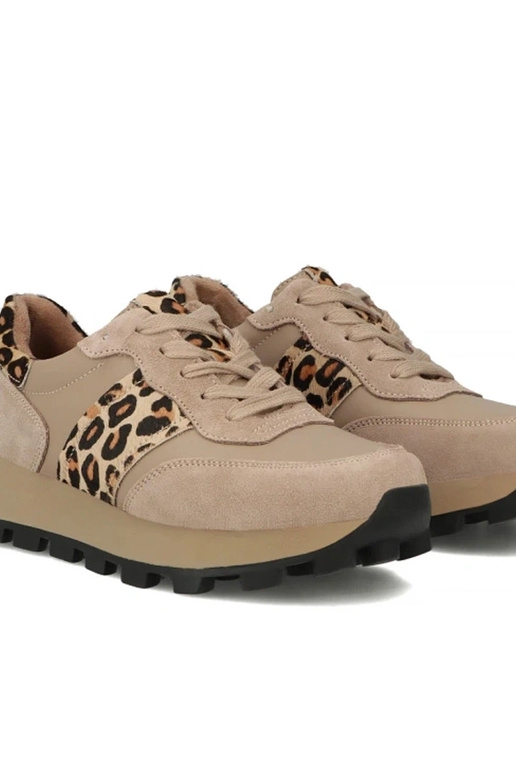 Beżowe Skórzane Sneakersy Na...