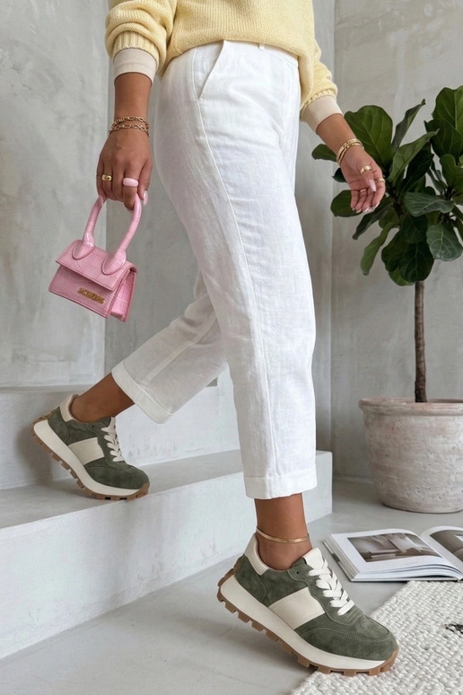 Zielone Skórzane Sneakersy Na...