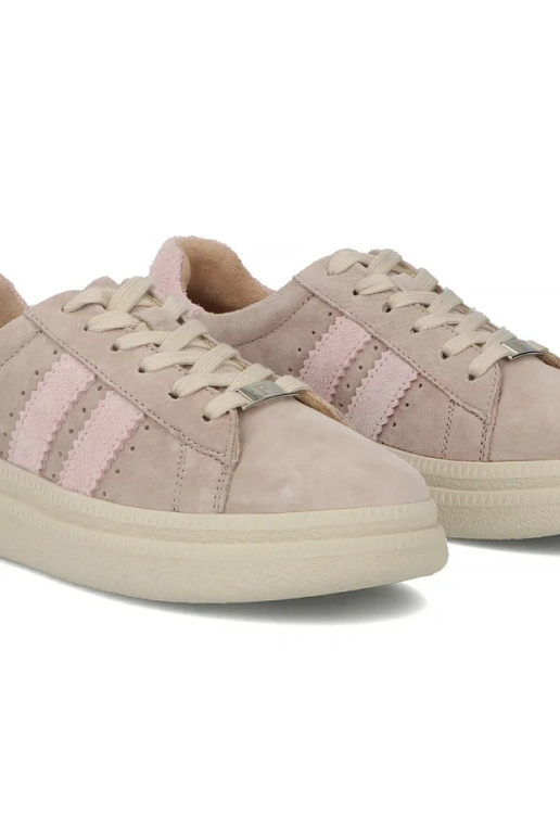 Beżowe Skórzane Sneakersy Na...