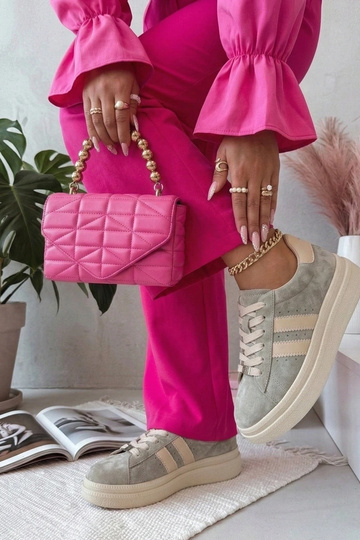 Szare Skórzane Sneakersy Na...