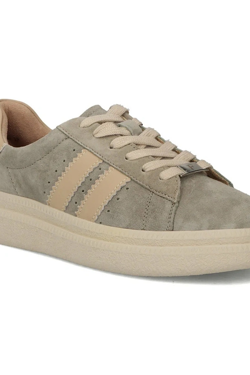 Szare Skórzane Sneakersy Na...