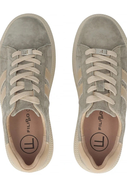 Szare Skórzane Sneakersy Na...